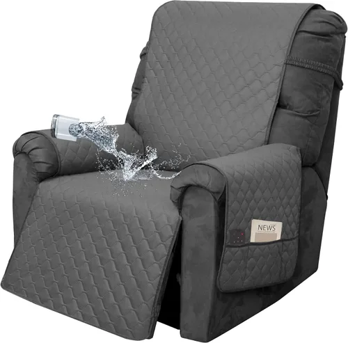 Miniatura 13 de Easy-Going Funda impermeable para sillón reclinable de gran tamaño con bolsillo, 1 funda de sofá reversible para sillón reclinable, protector
