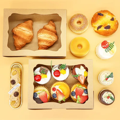 Miniatura 5 de 20 cajas de panadería marrón de 8 x 6 x 2.5 pulgadas con ventana, cajas de galletas, cajas de dulces, cajas de postre, cajas de donas, cajas