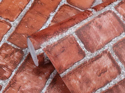 Miniatura 11 de Coavas Papel tapiz de ladrillo despegable y adhesivo, papel de contacto marrón de ladrillo sintético, 17.7 x 118.1 pulgadas, papel de pared adhesivo