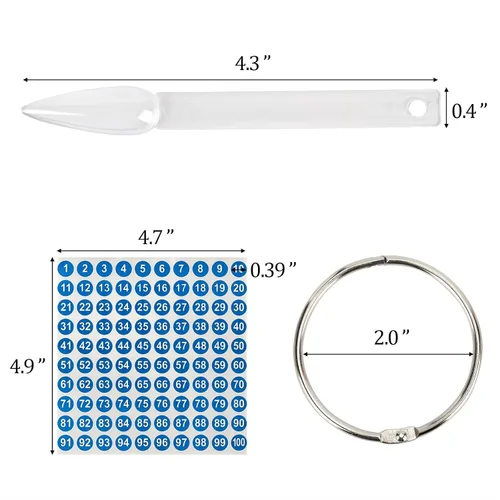 Miniatura 2 de 200 unidades de muestras de uñas transparentes con anillo y calcomanías de números, muestras de uñas de plástico para exhibición de color de esmalte