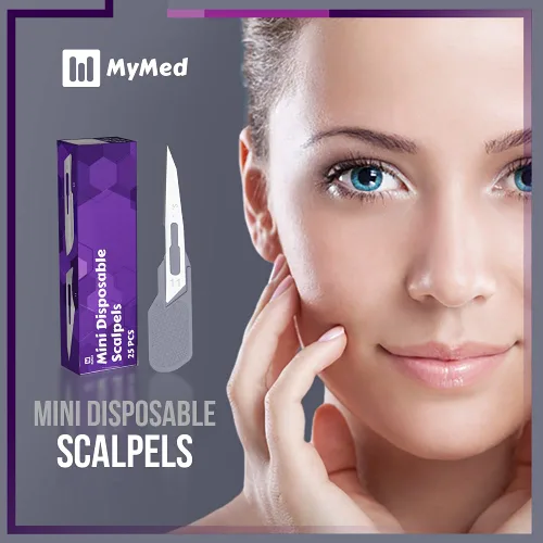 Miniatura 8 de Mymed Mini maquinilla de afeitar Dermaplane #11 para la cara de las mujeres, maquinilla de afeitar manual, paquete de 25