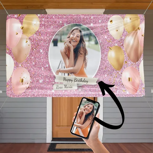Miniatura 23 de NiceMemoryLLC - Cartel de vinilo personalizable con texto en inglés «Happy Birthday», telón de fondo de fiesta, regalo y decoración, de NiceMemoryLLC
