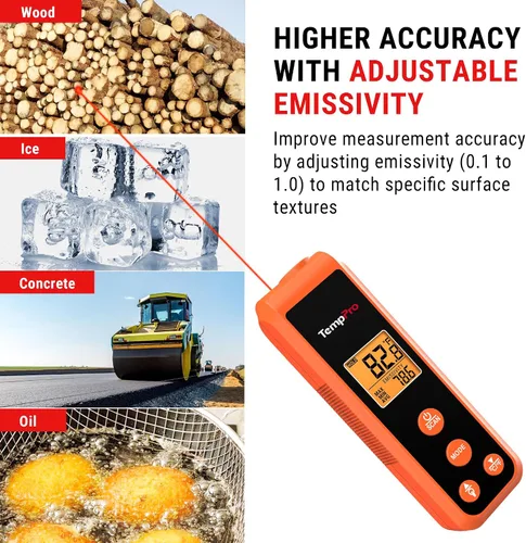 Miniatura 4 de ThermoPro TP410 - Pistola de termómetro infrarrojo sin contacto láser para cocinar, pistola de temperatura con rango de -58 ℉ ~ 1022 ℉