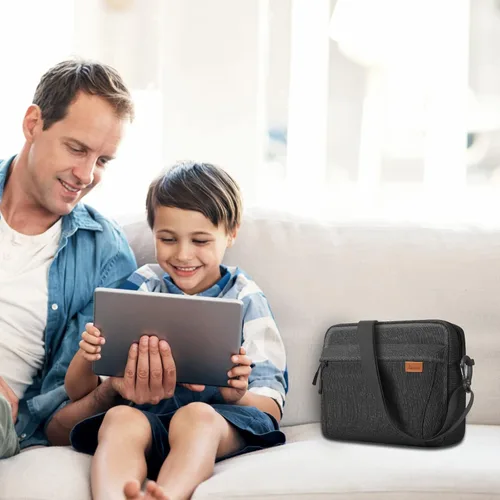 Miniatura 2 de Bolsa de manga para tableta, bolsa de hombro diaria de 11 pulgadas para tableta, bolsa cruzada impermeable con organización inteligente para Negro