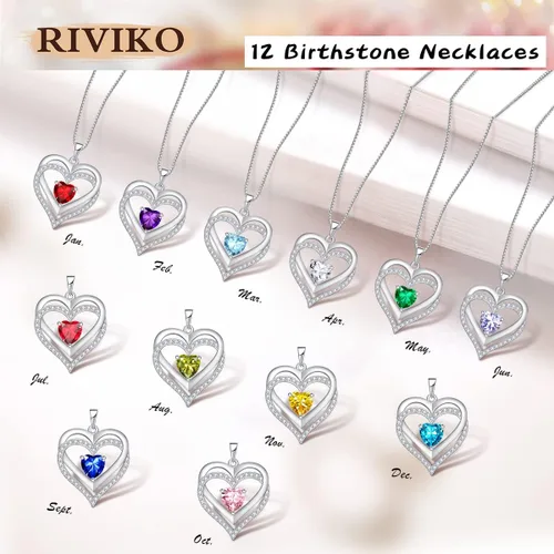Miniatura 18 de RIVIKO Collar con símbolo de corazón infinito para mujer, plata de ley 925, delicado colgante de corazón para el día de San Valentín, día