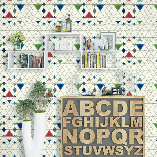 Miniatura 8 de J337 - Papel tapiz geométrico para despegar y pegar, diseño de trigón extraíble, color gris propio, 17.71 x 118 pulgadas