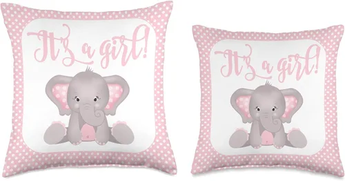Miniatura 3 de Decoración para la ducha del bebé para niña Elefante temático Género Reveal habitación de guardería Idea de regalo para niñas Throw Pillow 15.7 x
