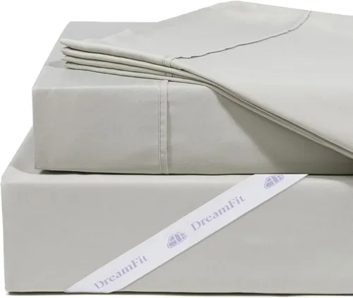 Miniatura 5 de DreamFit DreamCool Juego de sábanas 100% algodón Pima con tiras elásticas en las esquinas, 20 pulgadas de bolsillo extraprofundo, fabricadas en EE.