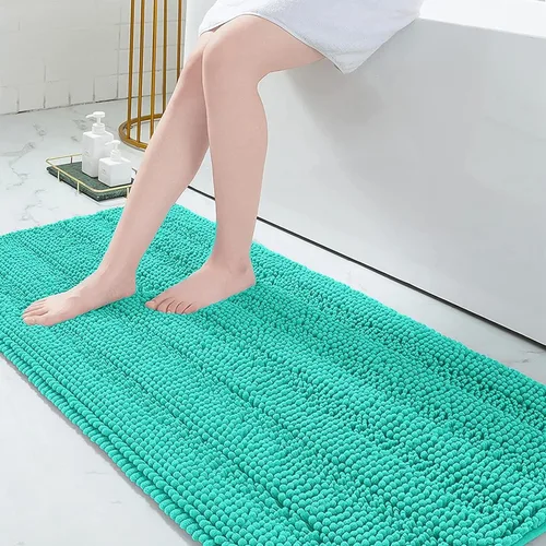 Miniatura 256 de Grandaily Alfombras de baño de felpilla a rayas de 24 x 16 pulgadas, extra gruesas y suaves, absorbentes, parte trasera de goma, alfombra de ducha