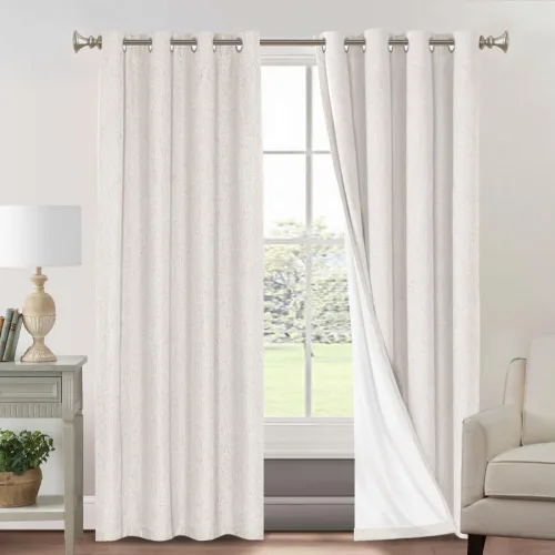 Miniatura 99 de Primitive - Cortinas opacas 100 % de lino texturizado natural para dormitorio, sala de estar, cortinas para ahorra energía, tela de arpillera