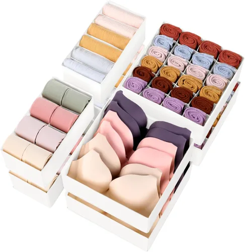 Miniatura 9 de Criusia Organizador de cajones de ropa, paquete de 8 organizadores de cómoda para ropa interior, calcetines, ropa de bebé, organizador plegable