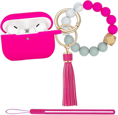 Miniatura 8 de Funda compatible con Airpods Pro de 2ª generación 2022, funda protectora de silicona suave con llavero de pulsera para Apple Airpods Pro 2 funda