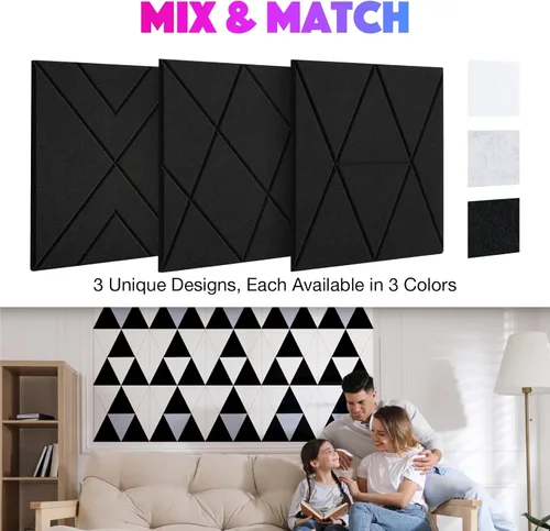 Miniatura 5 de Paquete de 18 paneles acústicos autoadhesivos, paneles absorbentes de sonido de 12 x 12 x 0.4 pulgadas, paneles cuadrados de alta densidad a prueba