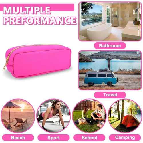 Miniatura 6 de Estuche pequeño para lápices y maquillaje para bolso, lindo estuche de lápices, bolsa de pinceles de maquillaje de nylon con cremallera, estuche