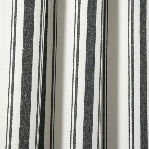 Miniatura 3 de Lush Decor Farmhouse Stripe - Par de paneles de cortinas de ventana de algodón teñido con hilo a rayas, 42" An x 84" L, Negro - Encanto rústico