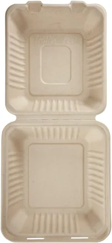 Miniatura 7 de KARAT EARTH Clamshell - Contenedores Take Out de comida para llevar [8"x8", 200 ct] - Contenedores compostables para llevar, bagazo biodegradable