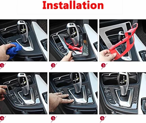 Miniatura 5 de Xotic Tech - Panel de cambio de marchas interior IDrive multimedia con marco de botón, kit combinado de fibra de carbono real, compatible con BMW 3