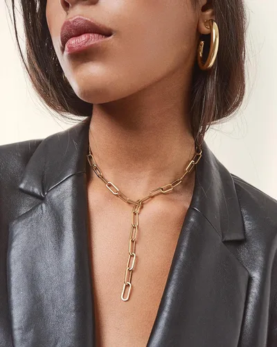 Miniatura 4 de Hey Harper Boss Babe - Collar de cadena de clip de papel, collar de eslabones de acero inoxidable impermeable, collar de oro para mujer, Acero