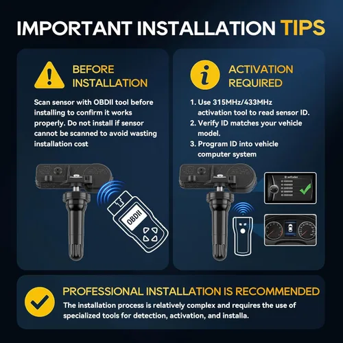 Miniatura 6 de AUTOKAY Sensores de presión de neumáticos, 315 MHz TPMS Sensores de sistema de monitoreo de presión de neumáticos para Subaru Impreza Tribeca WRX