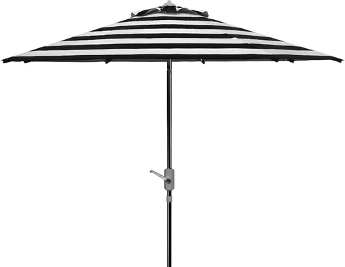 Miniatura 8 de SAFAVIEH Colección al aire libre Iris Fashion Line Auto Tilt Paraguas de 9 pulgadas 2-Gris/Blanco