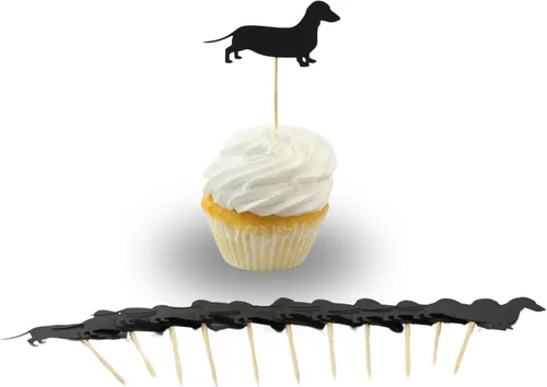 Miniatura 17 de Juego de 12 adornos para cupcakes de pastor alemán Decoración de pastel de perro negro hecho a mano Decoración de fiesta de cumpleaños