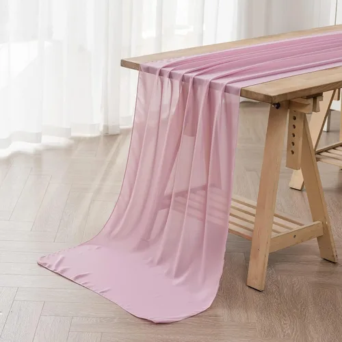 Miniatura 19 de Paquete de 6 caminos de mesa de gasa de 9 pies de 14 x 108 pulgadas, camino de mesa romántico transparente para boda, fiesta de cumpleaños