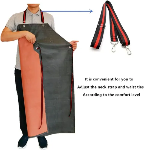 Miniatura 3 de TonLing Delantal de goma grueso, 47.2 x 33.5 pulgadas, impermeable, largo resistente a los químicos, ajustable para lavavajillas, limpieza de peces