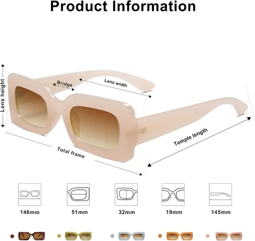 Miniatura 4 de SOJOS Retro 90s Nude Rectangle Sunglasses Womens Mens Trendy Chunky Glasses