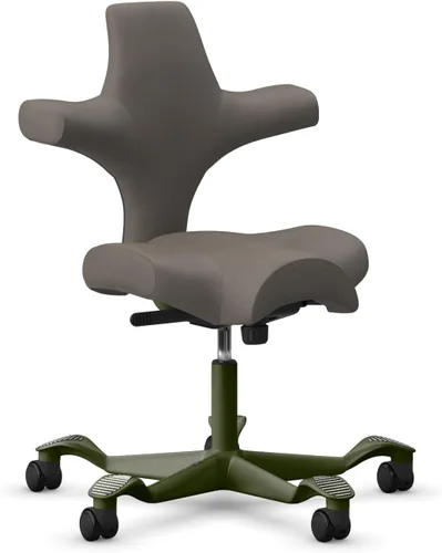 Miniatura 28 de HAG Capisco Silla de escritorio estándar ajustable, marco negro, asiento negro de vinilo ónix