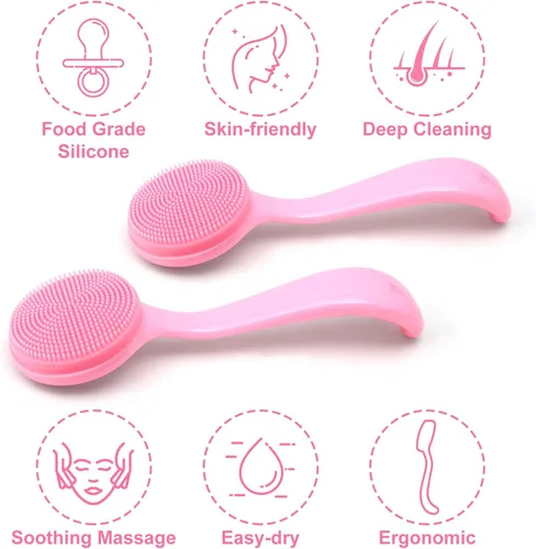 Miniatura 7 de HINZIC Paquete de 2 cepillos de limpieza facial manual de silicona, agradable a la piel, impermeable, limpiador exfoliante para puntos negros
