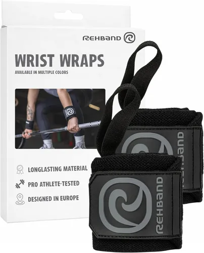 Miniatura 10 de Rehband Muñequera 1 par, muñequeras para levantamiento de pesas, entrenamiento de 18 pulgadas, muñequera, muñequeras cómodas y estabilizadoras