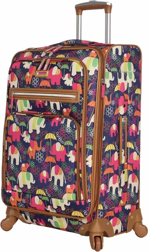 Lily Bloom Maleta expandible con patrón de diseño de 24 pulgadas con ruedas giratorias de 4 ruedas giratorias para mujer, bolsa a cuadros ligera