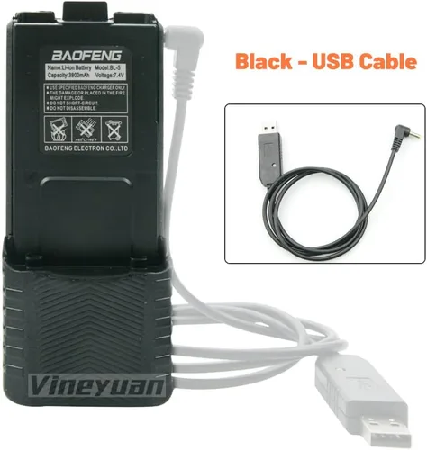 Miniatura 3 de BL-5L 3800mAh Batería extendida para UV-5R UV-5RA UV-5RB UV-5RE BF-F8HP Series Radio Batería con cable cargador USB