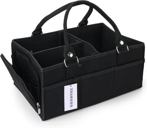Miniatura 7 de XUANGUO Organizador de Pañales para Bebé con Asa - Cesta de Almacenamiento de Guardería Neutral por Género - Bolsa de Mano Portátil - Organizador