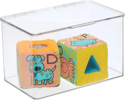 Miniatura 4 de mDesign Juego de 2 cajas de almacenamiento con tapas – Cajas de almacenamiento apilables de plástico para guardería – Práctico juego de cajas