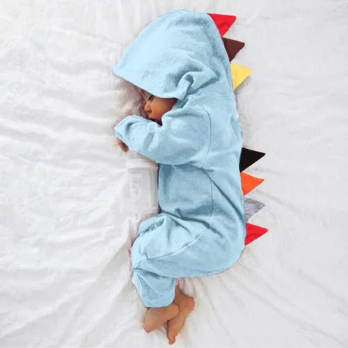 Miniatura 2 de SANGNI Mameluco con capucha para recién nacidos, estilo dinosaurio, con cremallera, para mantener el calor, V458