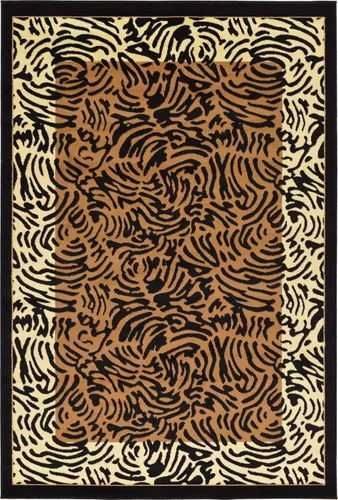 Miniatura 15 de Unique Loom Wildlife Collection - Alfombra de área inspirada en animales con diseño de bordes de tigre, 6' 0" x 6' 0", marrón claro/negro