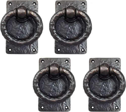 Miniatura 16 de Adonai Hardware "Adonikam" - Anillo de hierro fundido antiguo resistente para puerta de entrada frontal medieval (1 paquete, negro mate) para Mate