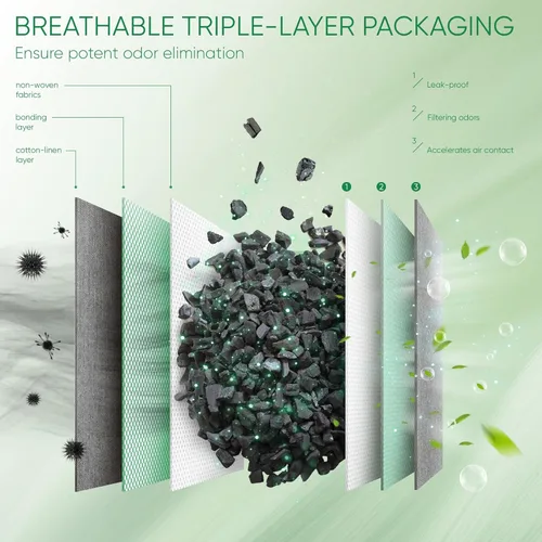 Miniatura 4 de Absorbedor de olores de carbón activado, paquete de 8 con ganchos, eliminador de olores naturales para olores fuertes, bolsas purificadoras de aire