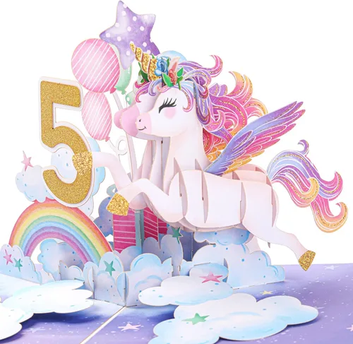 Miniatura 12 de Liif Tarjeta de feliz cumpleaños de 2º cumpleaños de unicornio, tarjeta de cumpleaños desplegable para niños de 2 años para niños, niñas, niños no.2