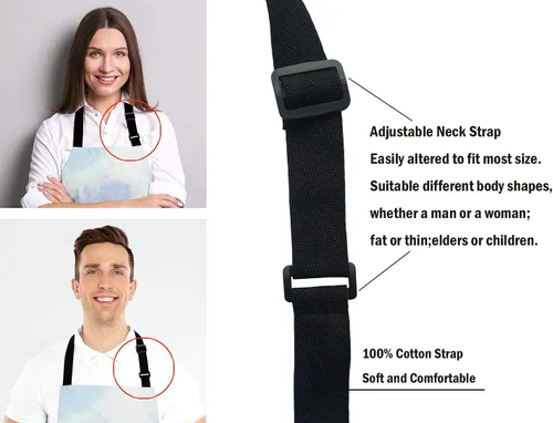Miniatura 5 de Delantal con diseño de pájaros y flores y mariposas con cuello ajustable para hombres y mujeres, adecuado para el hogar, cocina, camarera, chef