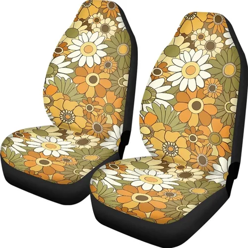 Miniatura 29 de UNICEU Juego de 2 fundas de cojín para asiento de automóvil, diseño de calavera gótica negra, lavable, accesorios interiores antideslizantes