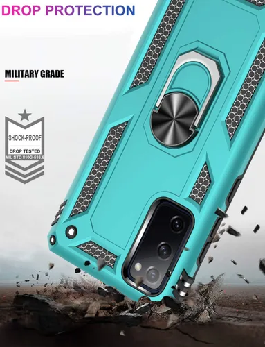 Miniatura 3 de LUMARKE Funda para Galaxy S20 FE con protector de pantalla, supera los 16 pies, probada en caídas, de grado militar, con soporte de anillo verde