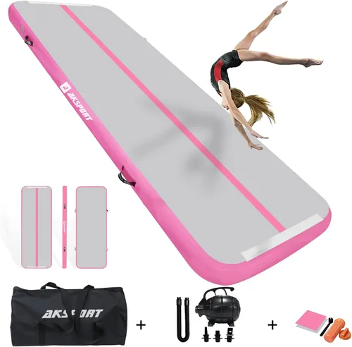 Miniatura 15 de AKSPORT Colchoneta inflable de gimnasia de 10 pies, 13 pies, 16 pies, 20 pies, 23 pies, con bomba de aire, para uso doméstico, entrenamiento