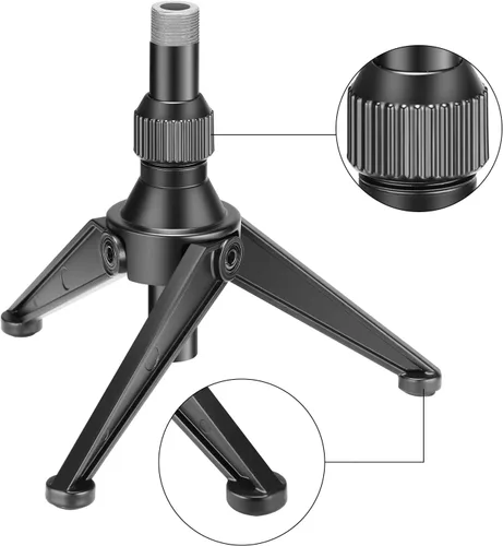 Miniatura 5 de Neewer Mini trípode plegable de hierro para micrófono, altura ajustable de 4.9 a 7.5 pulgadas/4.9-7.5 in para conferencias, podcasts, chat en línea