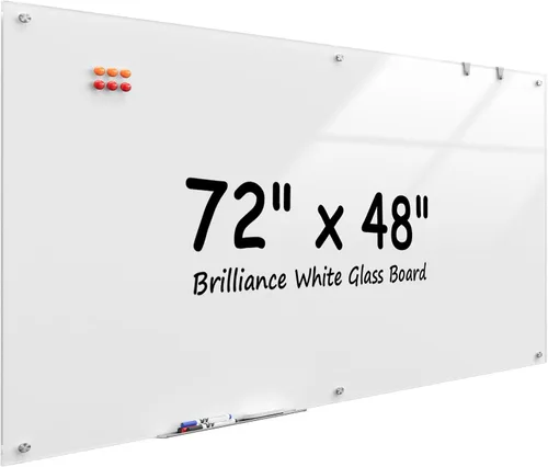 Miniatura 21 de MaxGear Pizarra blanca de vidrio montada en la pared, pizarra magnética de borrado en seco, vidrio templado, respaldo de acero, superficie lisa