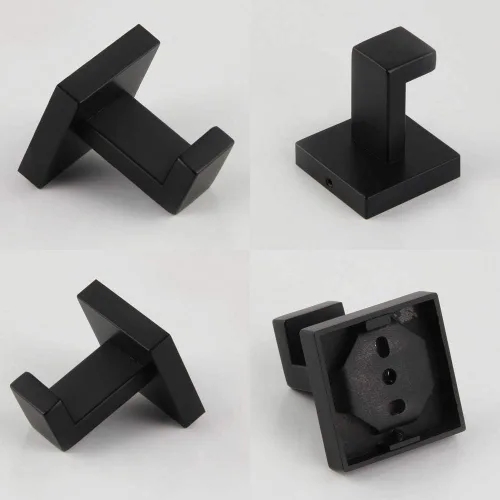 Miniatura 9 de GERZWY Gancho para ropa de baño, color negro mate, SUS 304, de acero inoxidable, para toalla/bata, para baño, estilo moderno, montado en la pared