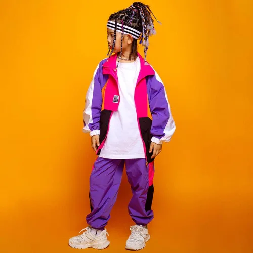 Miniatura 7 de LOLANTA Conjunto de pantalones deportivos para niñas con bloques de color y pantalones deportivos deportivos de hip hop y baile ropa de calle unisex