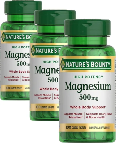 Miniatura 9 de Nature's Bounty Magnesio, suplemento mineral, apoya la salud ósea y muscular, 500 mg, tabletas recubiertas, 100