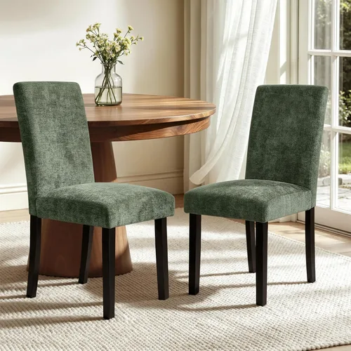Miniatura 31 de CHUN YI Juego de 4 sillas de comedor tapizadas de piel sintética con ribete de cabeza de clavo y patas de madera, sillas laterales Parsons modernas